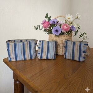 Longaberger Blue and Cream Fabric Dividers